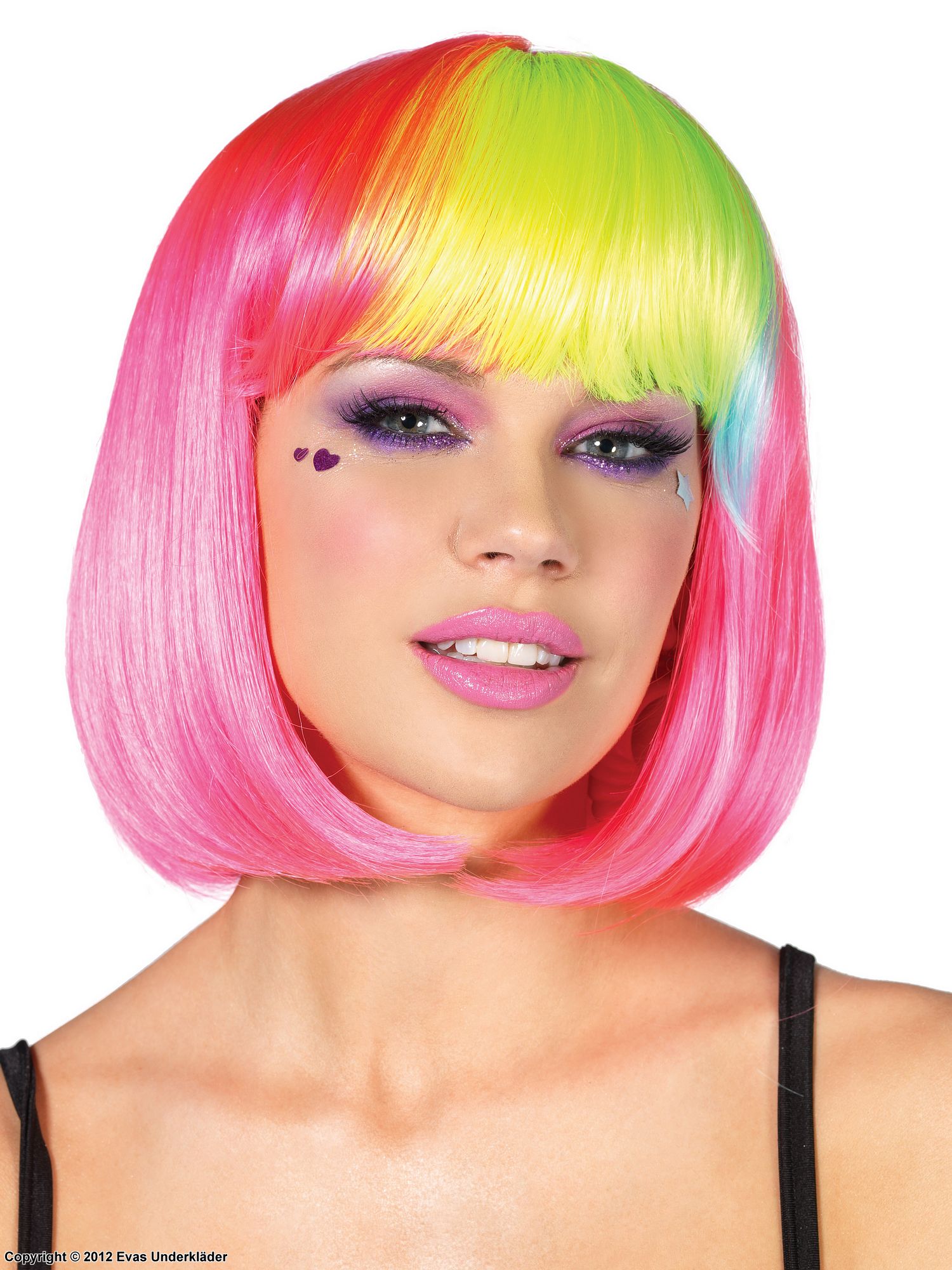 Pop rainbow bob wig